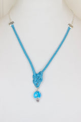 Sky blue with pendant knotted necklace