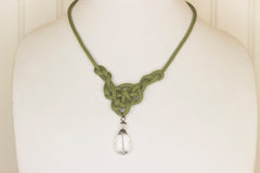 Moss green with pendant knotted necklace