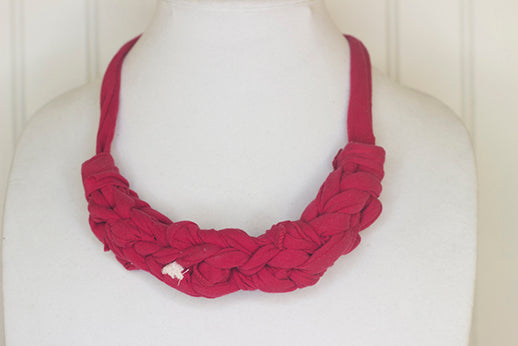 Red fabric necklace