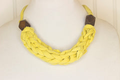 Bright yellow fabric necklace
