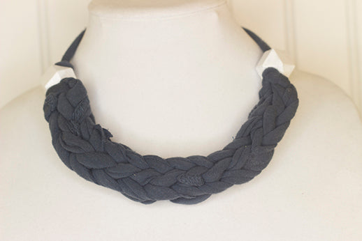 Dark grey fabric necklace