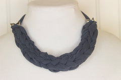 Dark gray fabric necklace