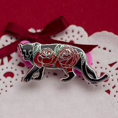 Panther with Blooms enamel pin - front
