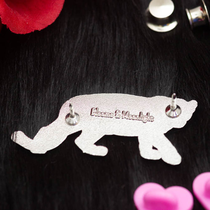 Panther with Blooms enamel pin - back