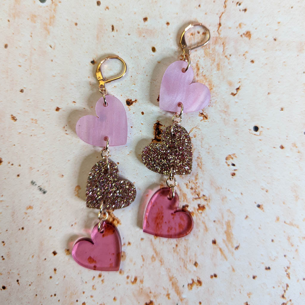 Hearts on a String Earrings Blooms Moonlight