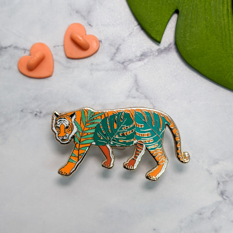 Tiger with Leaves pin