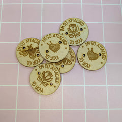 Wooden Pom Buttons (3)